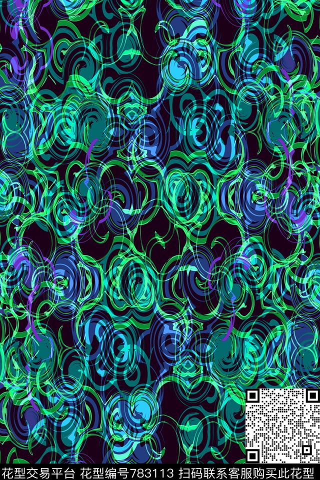 不规则几何色块圆圈传统印花华亿平台下载（图片编号: 783113） - 瓦栏（Walan）