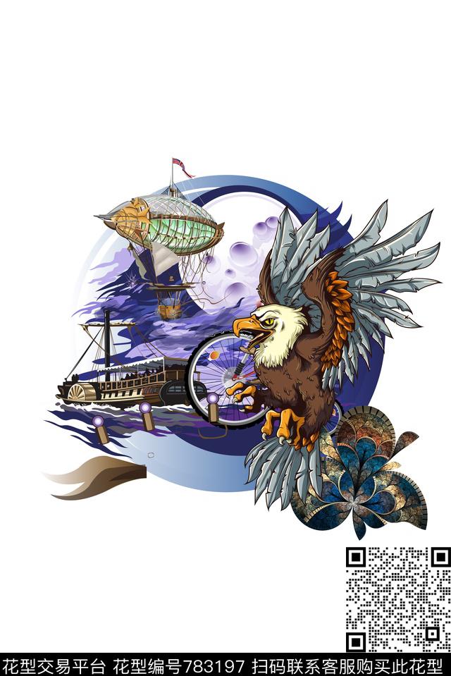 老鹰动物趣味数码印花华亿平台下载（图片编号: 783197） - 瓦栏（Walan）