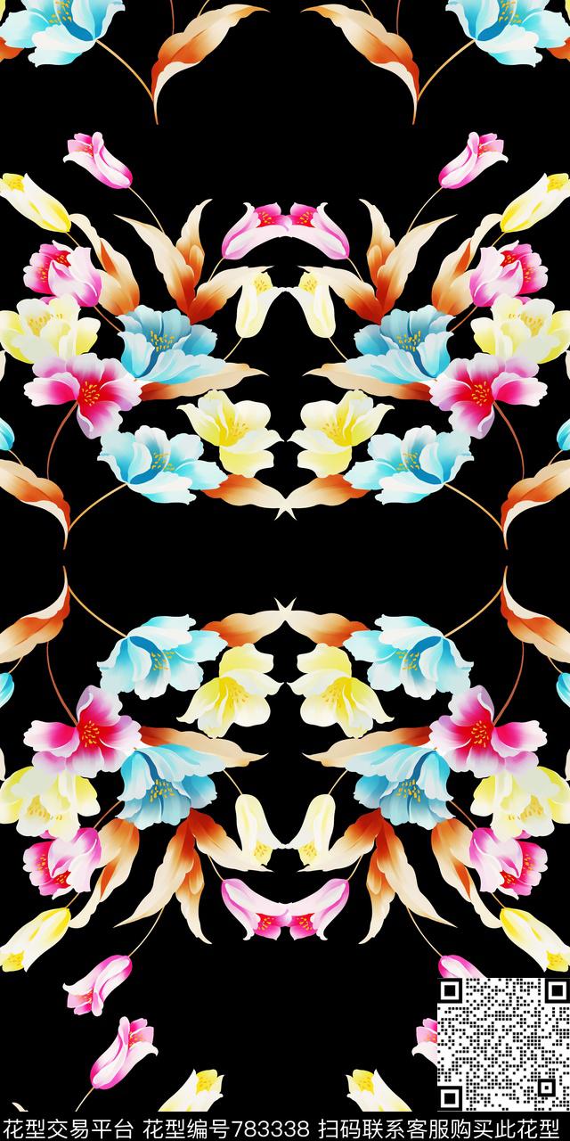 大花花卉花朵数码印花华亿平台下载（图片编号: 783338） - 瓦栏（Walan）