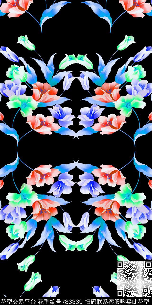 大花花卉花朵数码印花华亿平台下载（图片编号: 783339） - 瓦栏（Walan）
