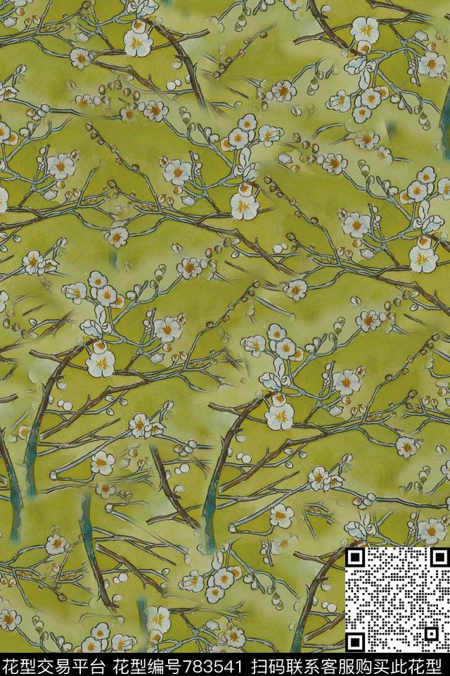 花卉花朵梅花数码印花华亿平台下载（图片编号: 783541） - 瓦栏（Walan）