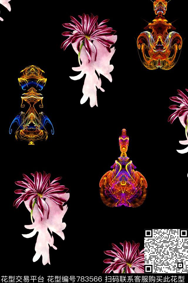 时尚花卉分形数码印花华亿平台下载（图片编号: 783566） - 瓦栏（Walan）