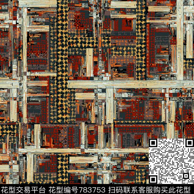抽象集合肌理数码印花华亿平台下载（图片编号: 783753） - 瓦栏（Walan）
