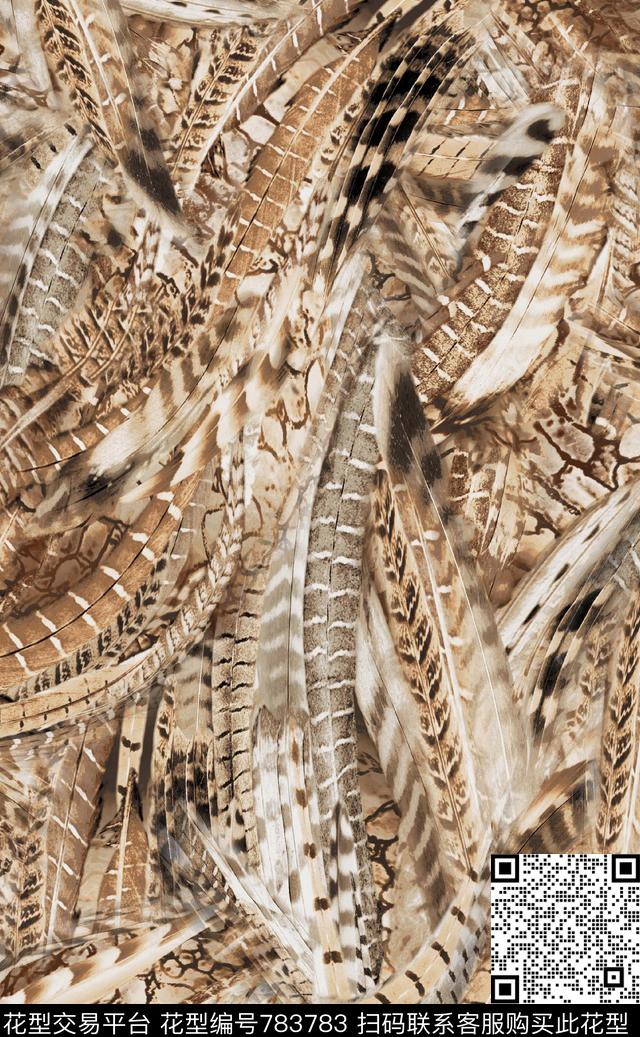 孔雀羽毛动物纹数码印花华亿平台下载（图片编号: 783783） - 瓦栏（Walan）