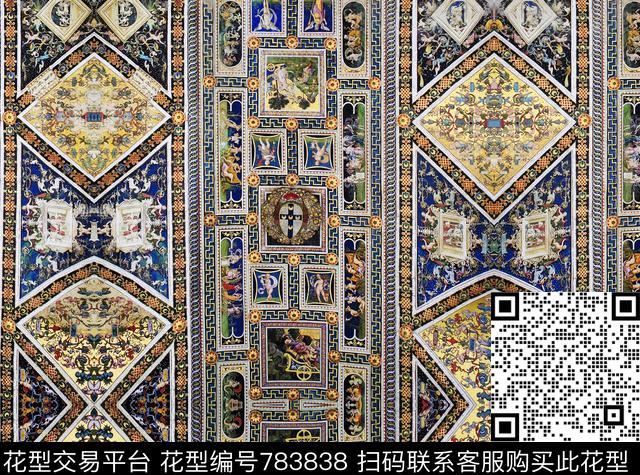 宫廷风花纹复古数码印花华亿平台下载（图片编号: 783838） - 瓦栏（Walan）