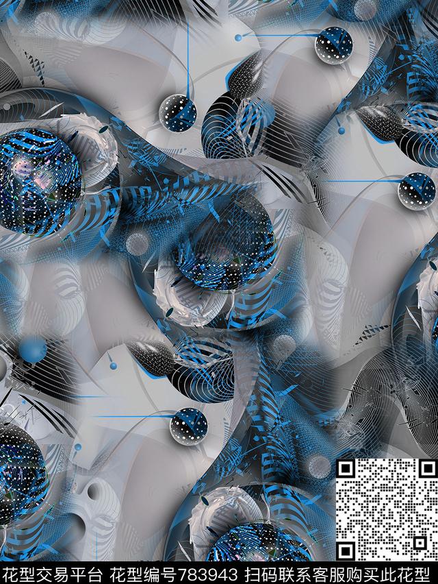 抽象复古男装华亿平台数码印花华亿平台下载（图片编号: 783943） - 瓦栏（Walan）