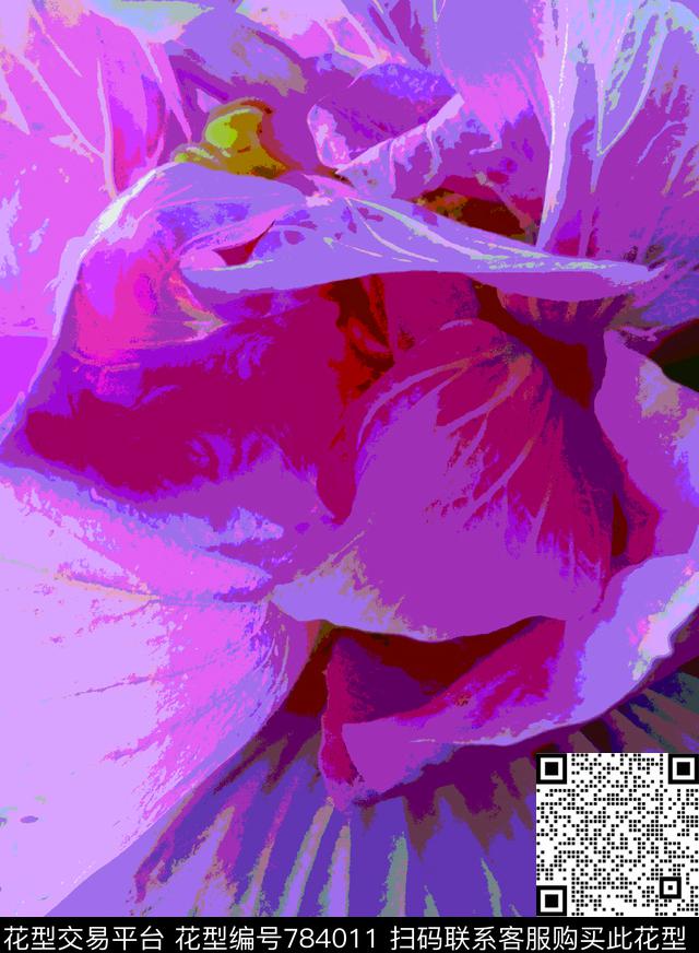 大花花卉扶搡花传统印花华亿平台下载（图片编号: 784011） - 瓦栏（Walan）