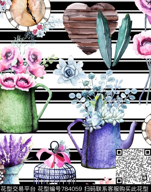 花朵花卉盆景数码印花华亿平台下载（图片编号: 784059） - 瓦栏（Walan）