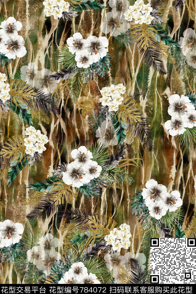 Tropicalrainforestflowers数码印花华亿平台下载（图片编号: 784072） - 瓦栏（Walan）