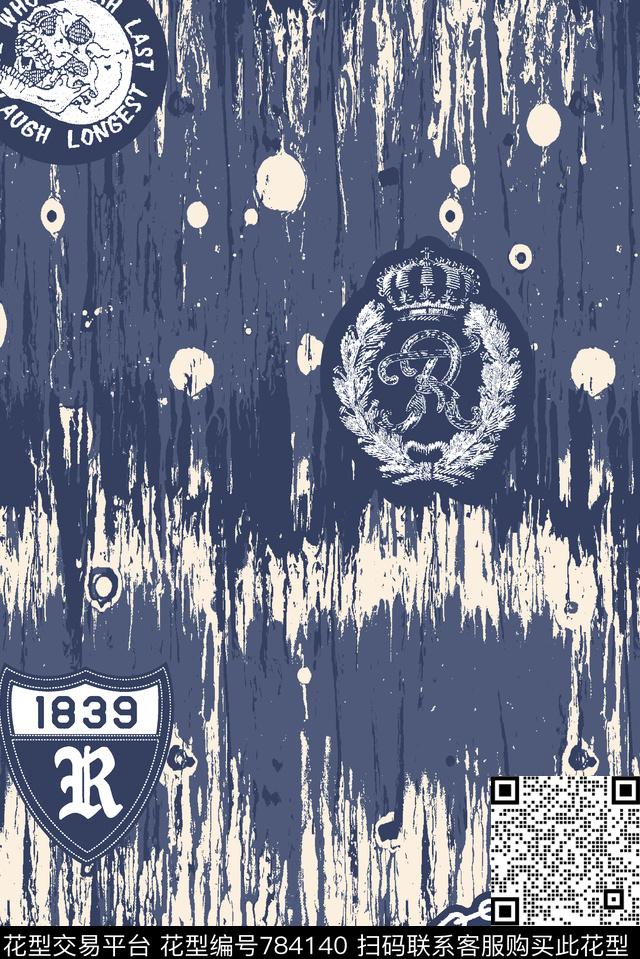 抽象纹理潮牌章仔男装华亿平台数码印花华亿平台下载（图片编号: 784140） - 瓦栏（Walan）