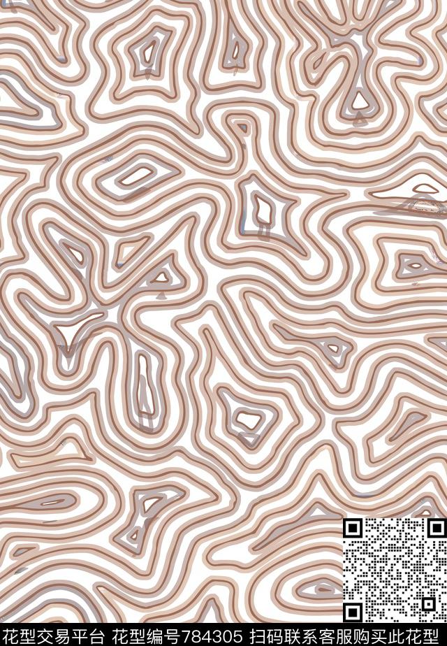 抽象线条个性数码印花华亿平台下载（图片编号: 784305） - 瓦栏（Walan）