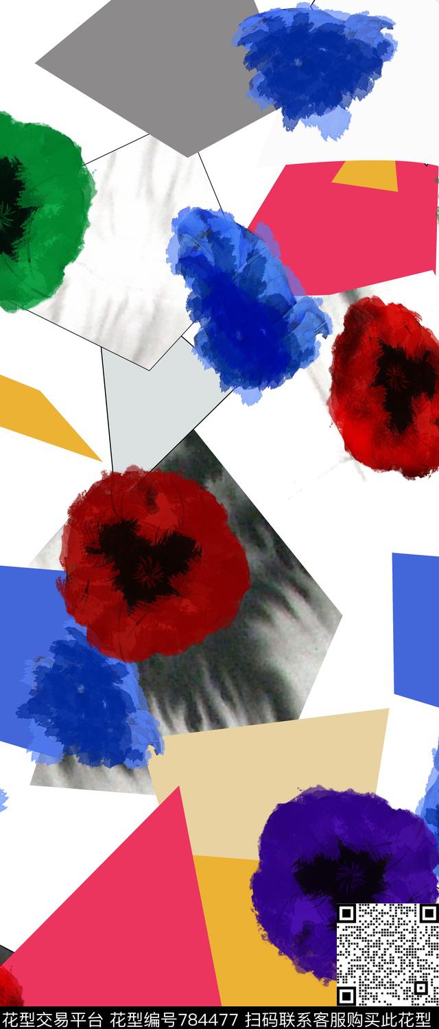 清爽抽象花卉传统印花华亿平台下载（图片编号: 784477） - 瓦栏（Walan）