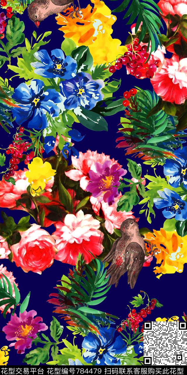 花卉清爽抽象数码印花华亿平台下载（图片编号: 784479） - 瓦栏（Walan）