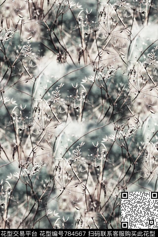 抽象写实蒲公英数码印花华亿平台下载（图片编号: 784567） - 瓦栏（Walan）