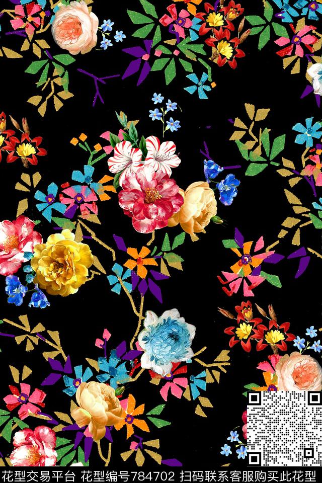 花卉碎花几何数码印花华亿平台下载（图片编号: 784702） - 瓦栏（Walan）