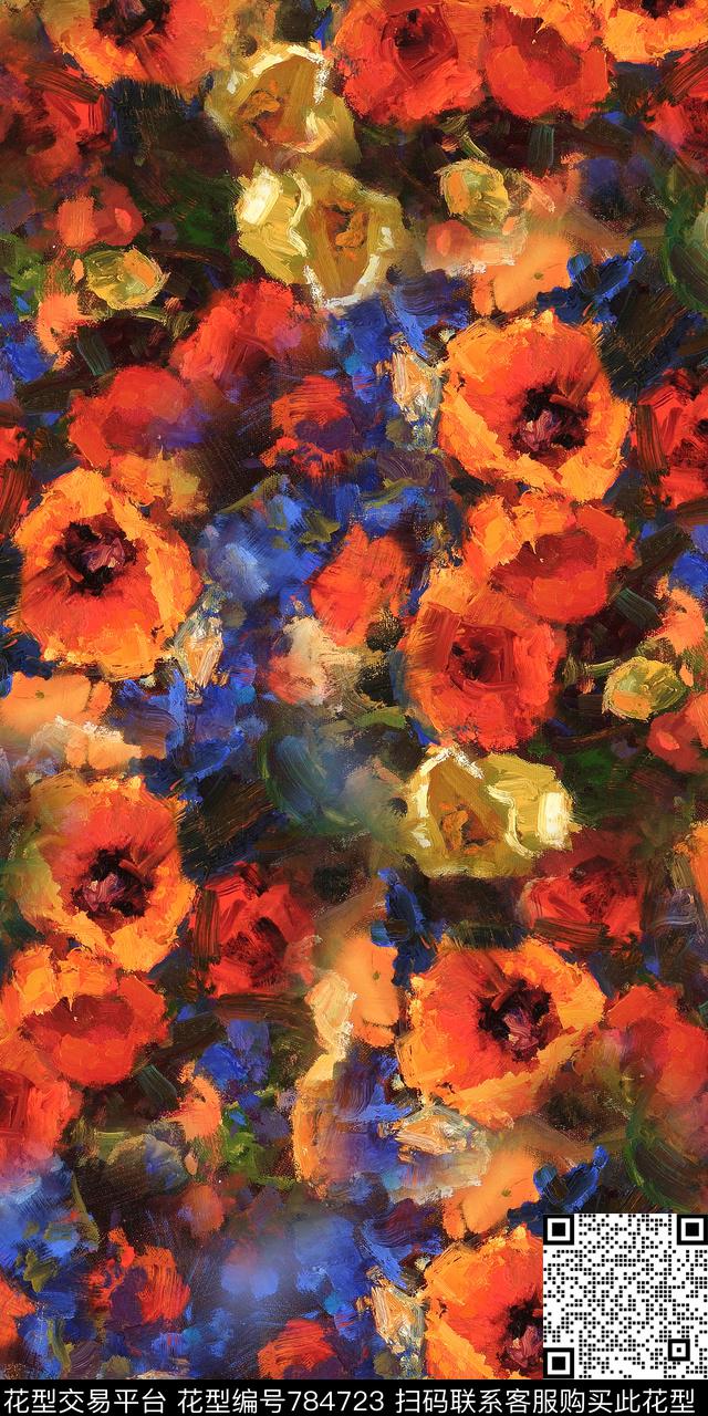 大花乱花数码花卉类数码印花华亿平台下载（图片编号: 784723） - 瓦栏（Walan）