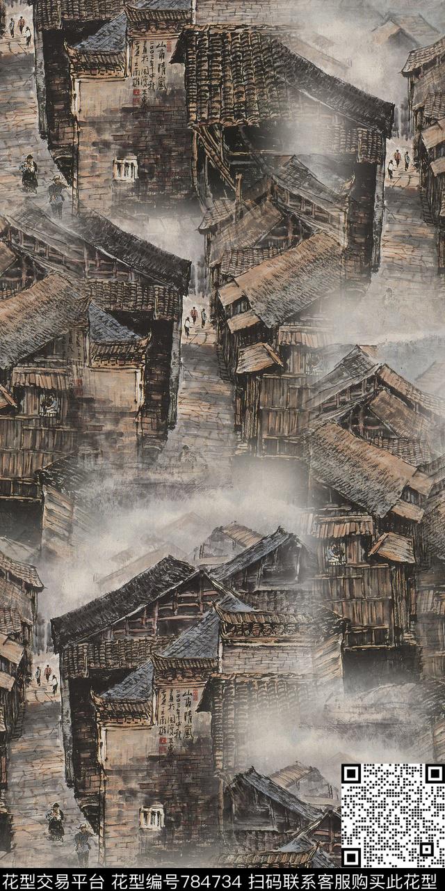 森林山川建筑数码印花华亿平台下载（图片编号: 784734） - 瓦栏（Walan）