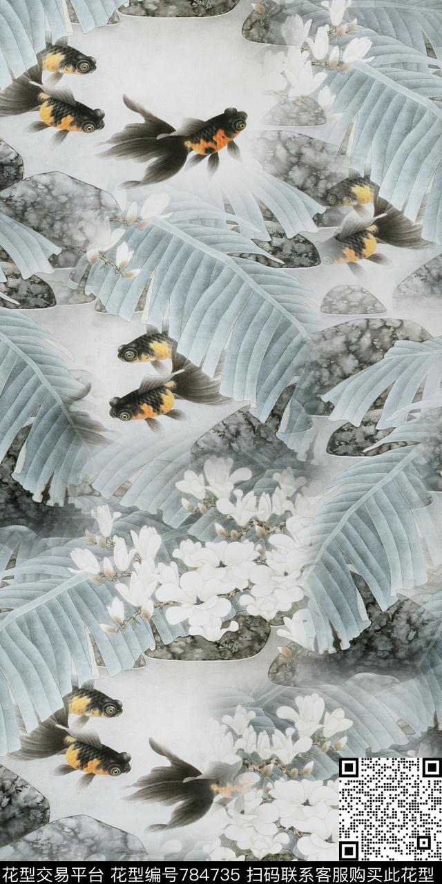 乱花鸟鱼数码印花华亿平台下载（图片编号: 784735） - 瓦栏（Walan）