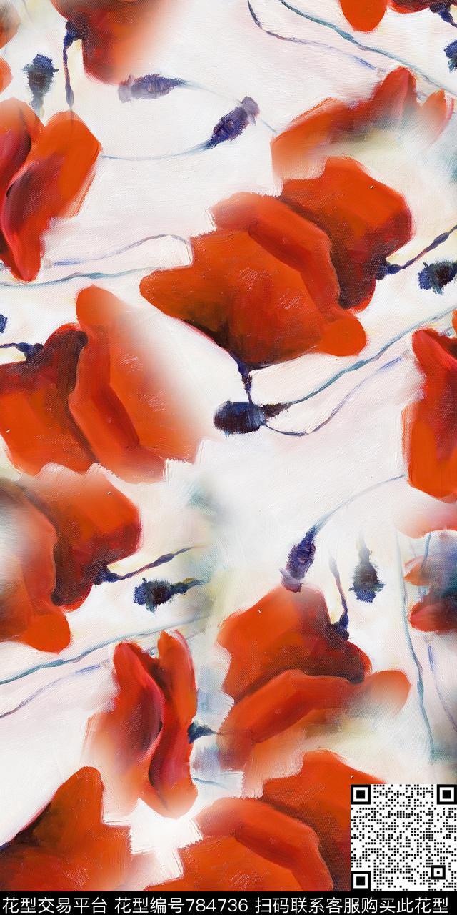 满版花乱花花卉数码印花华亿平台下载（图片编号: 784736） - 瓦栏（Walan）