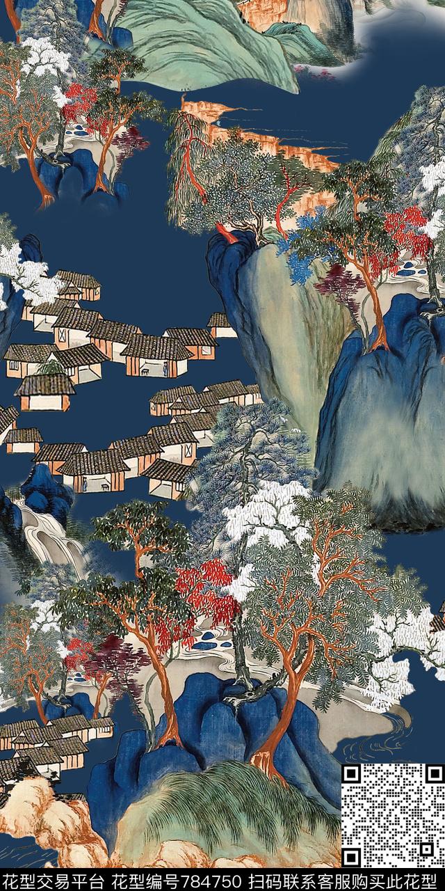 流行时尚数码中国风数码印花华亿平台下载（图片编号: 784750） - 瓦栏（Walan）