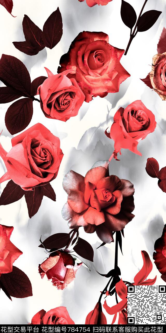 花朵花卉流行时尚数码印花华亿平台下载（图片编号: 784754） - 瓦栏（Walan）