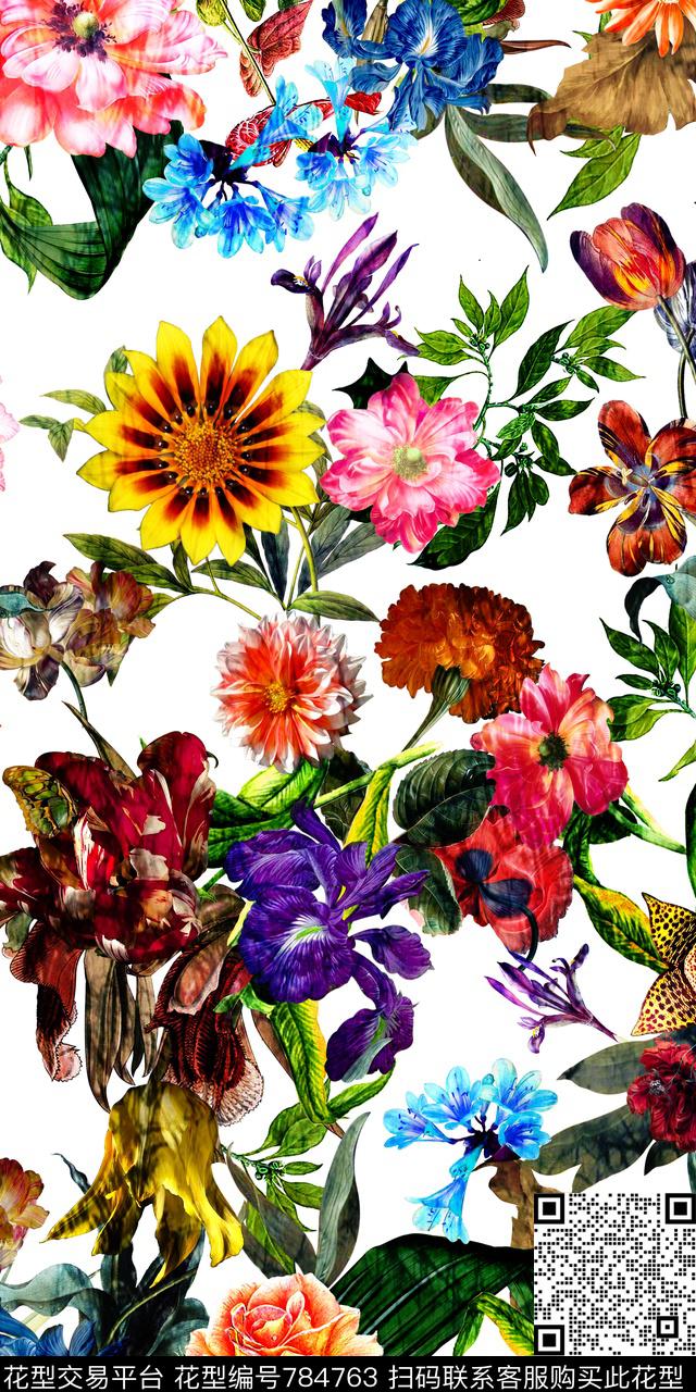 流行时尚数码花朵数码印花华亿平台下载（图片编号: 784763） - 瓦栏（Walan）