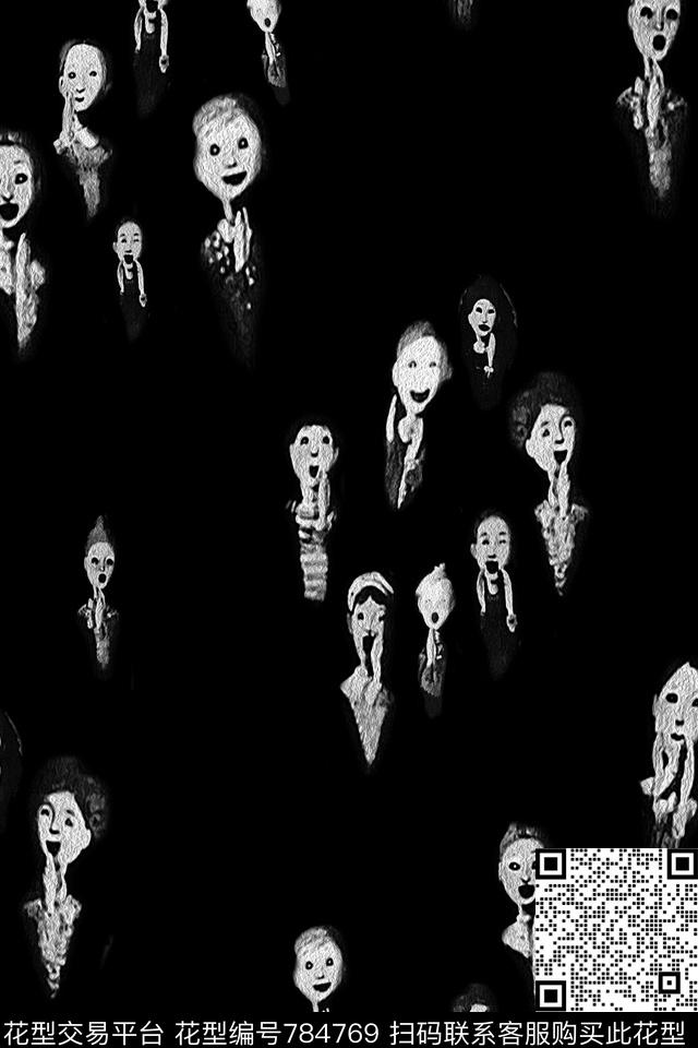 数码流行时尚人头数码印花华亿平台下载（图片编号: 784769） - 瓦栏（Walan）