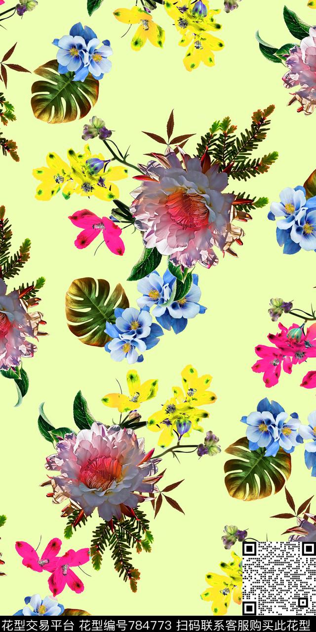 大花数码流行时尚数码印花华亿平台下载（图片编号: 784773） - 瓦栏（Walan）