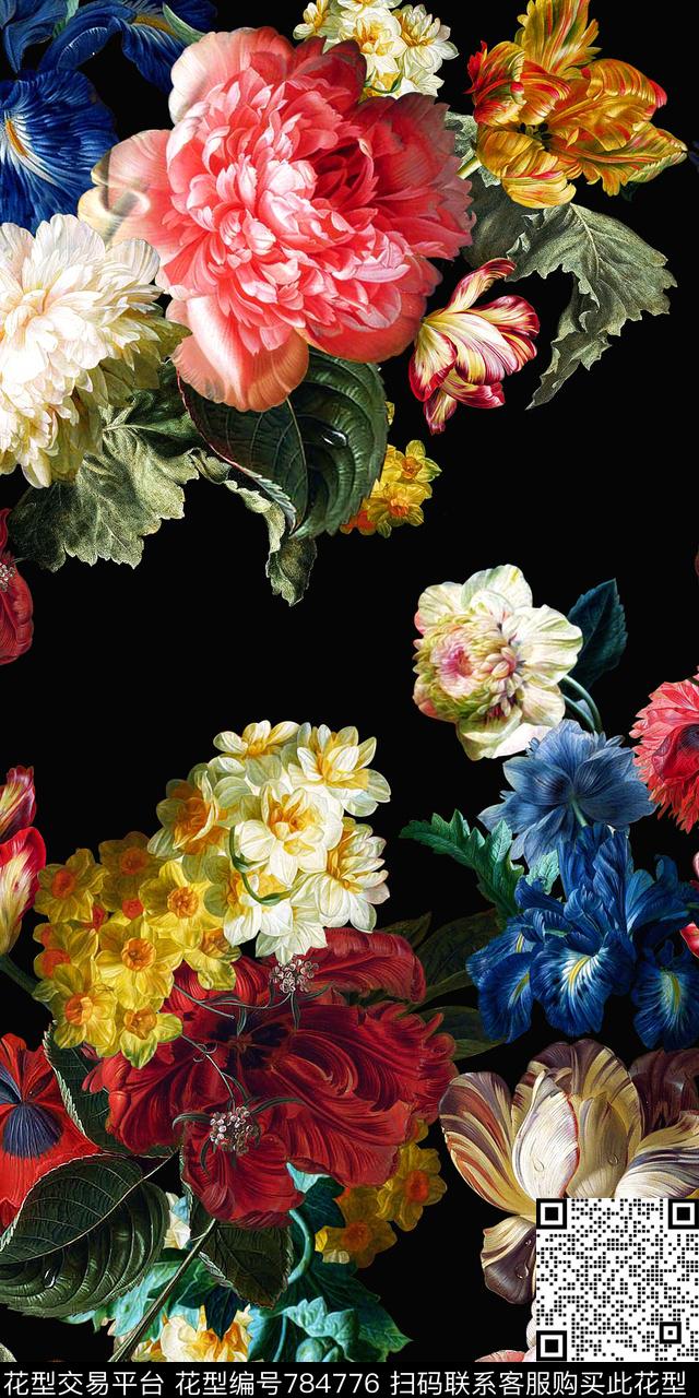 大花花卉数码数码印花华亿平台下载（图片编号: 784776） - 瓦栏（Walan）