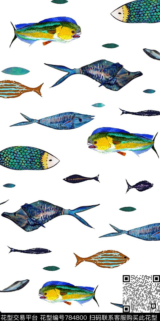 数码流行时尚鱼数码印花华亿平台下载（图片编号: 784800） - 瓦栏（Walan）