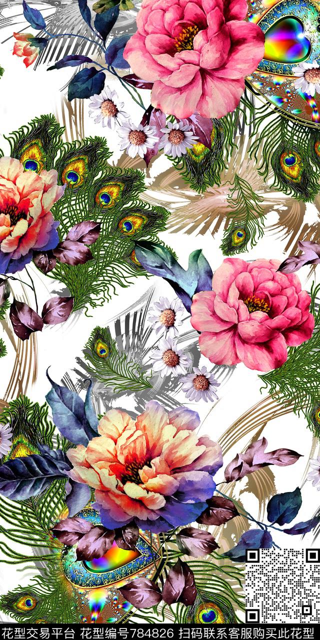 花卉数码流行时尚数码印花华亿平台下载（图片编号: 784826） - 瓦栏（Walan）