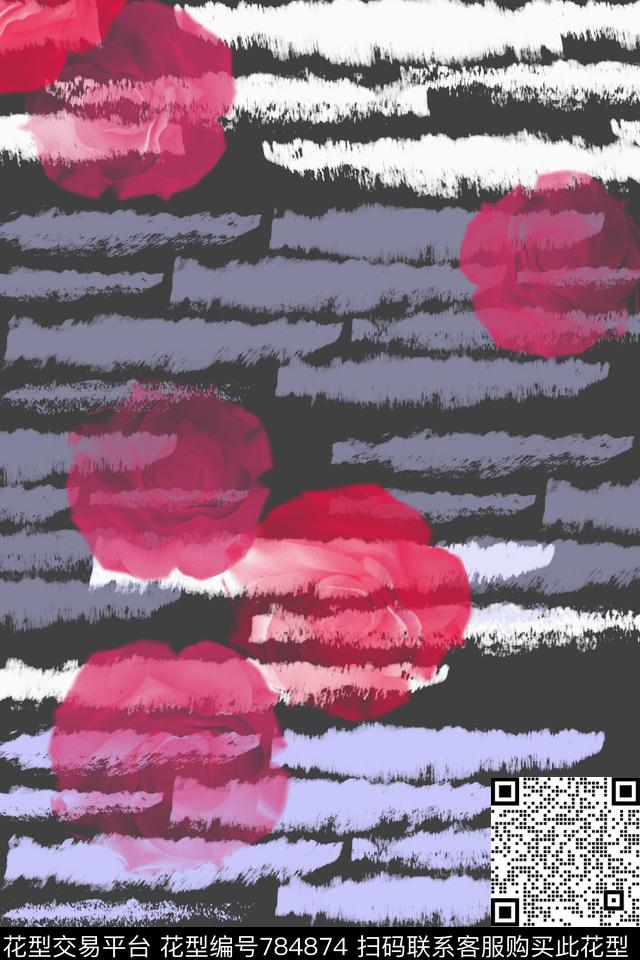 手绘线条笔触肌理图案条纹混搭数码印花华亿平台下载（图片编号: 784874） - 瓦栏（Walan）