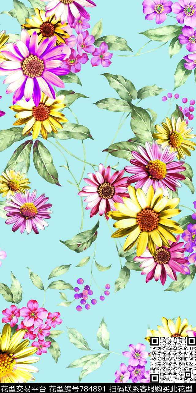 花卉乱花传统印花华亿平台下载（图片编号: 784891） - 瓦栏（Walan）