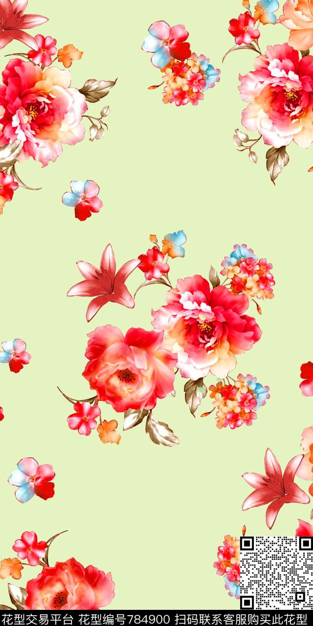 花卉乱花传统印花华亿平台下载（图片编号: 784900） - 瓦栏（Walan）