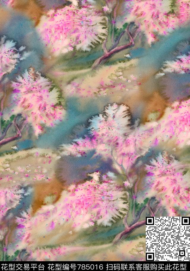 抽象枫叶草地数码印花华亿平台下载（图片编号: 785016） - 瓦栏（Walan）