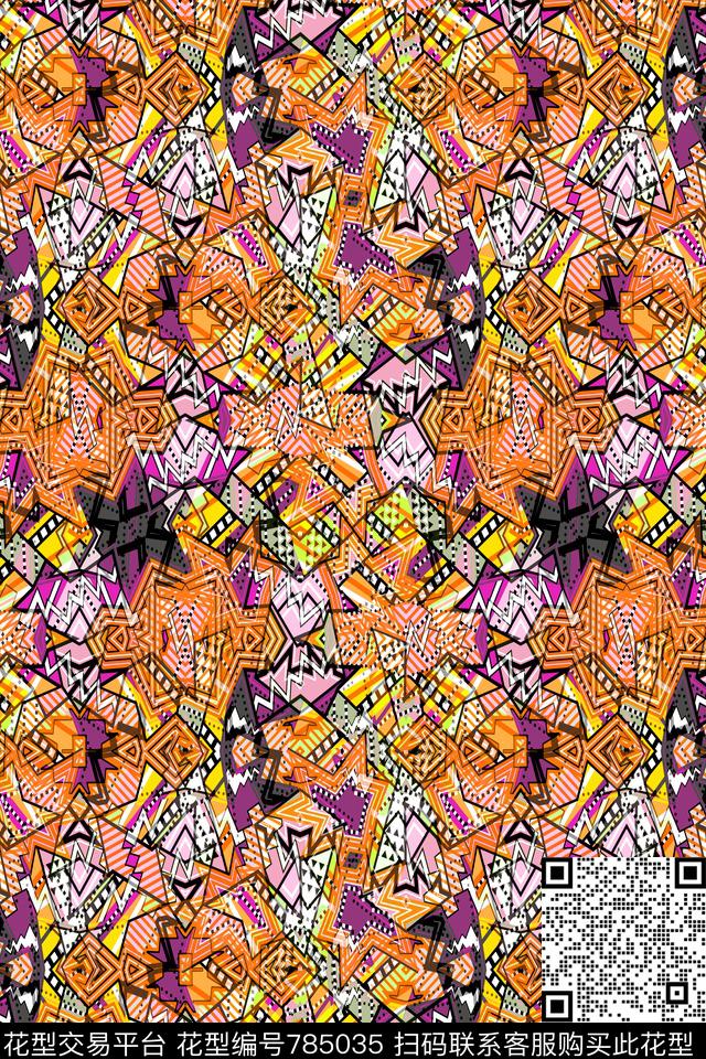 千鸟格不规则几何小方块传统印花华亿平台下载（图片编号: 785035） - 瓦栏（Walan）