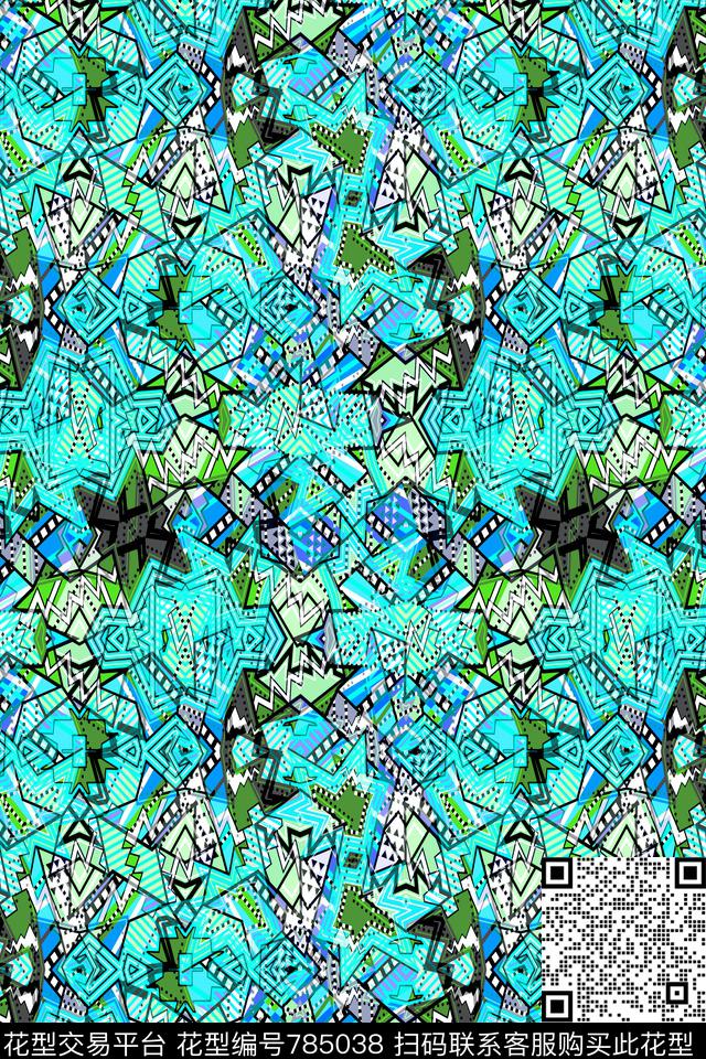 千鸟格不规则几何小方块传统印花华亿平台下载（图片编号: 785038） - 瓦栏（Walan）