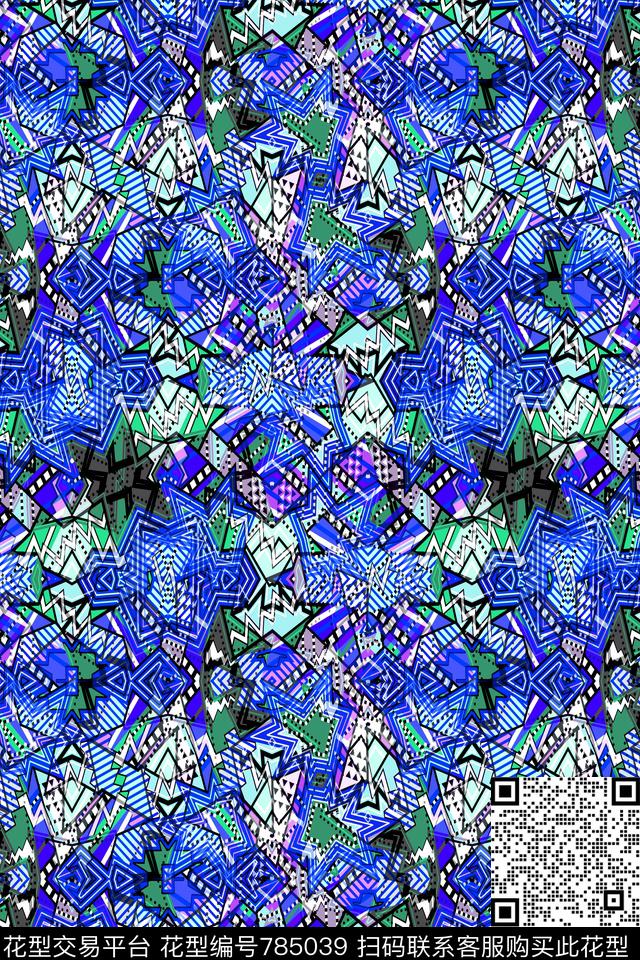 千鸟格不规则几何小方块传统印花华亿平台下载（图片编号: 785039） - 瓦栏（Walan）