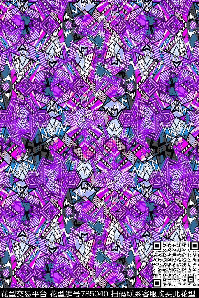 千鸟格不规则几何小方块传统印花华亿平台下载（图片编号: 785040） - 瓦栏（Walan）