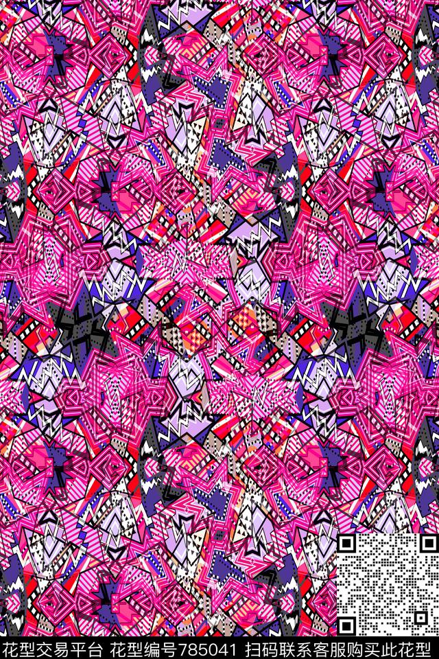 千鸟格不规则几何小方块传统印花华亿平台下载（图片编号: 785041） - 瓦栏（Walan）