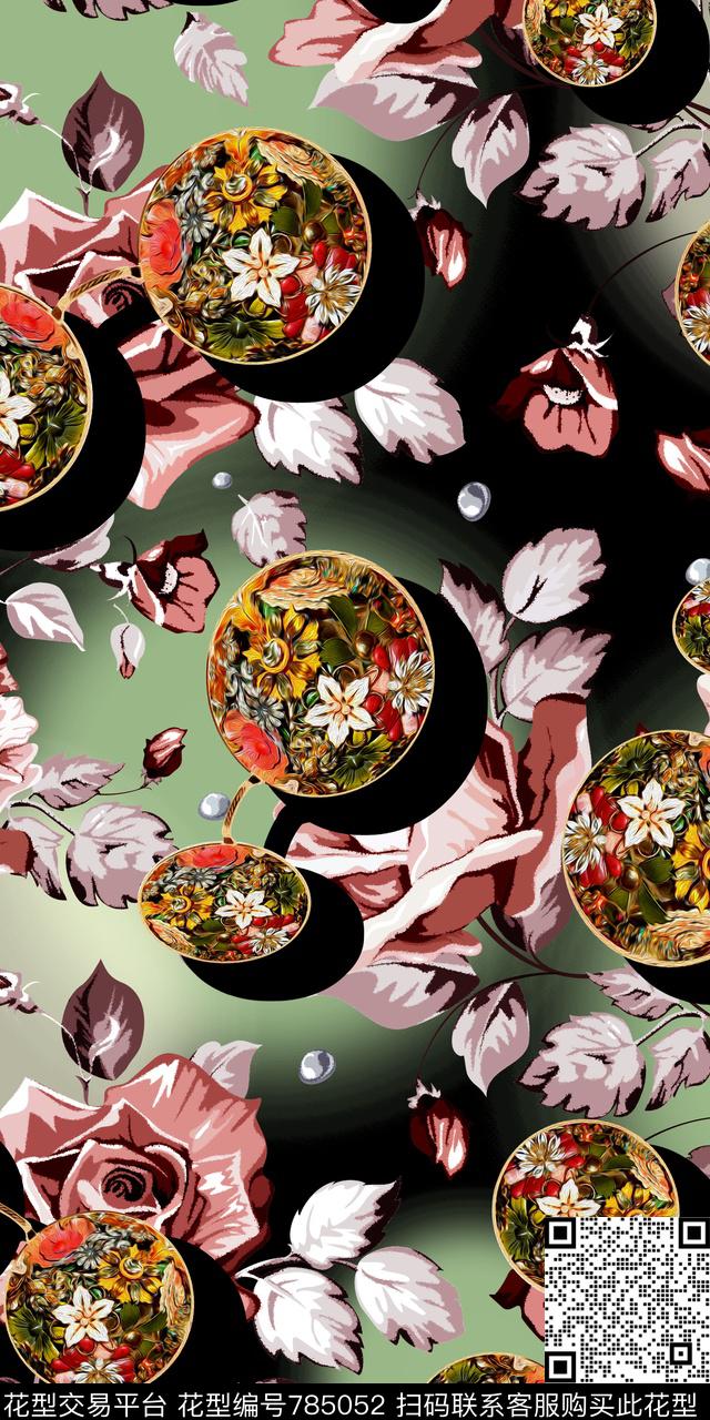 趣味眼睛花卉数码印花华亿平台下载（图片编号: 785052） - 瓦栏（Walan）
