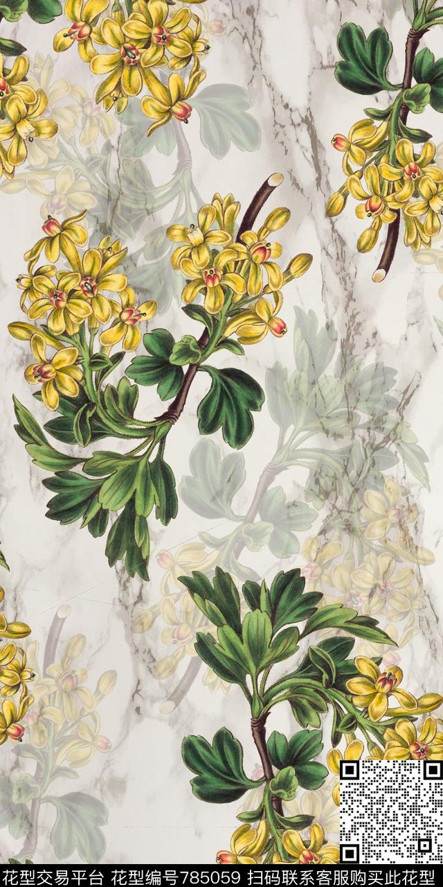 花鸟乱花大花数码印花华亿平台下载（图片编号: 785059） - 瓦栏（Walan）