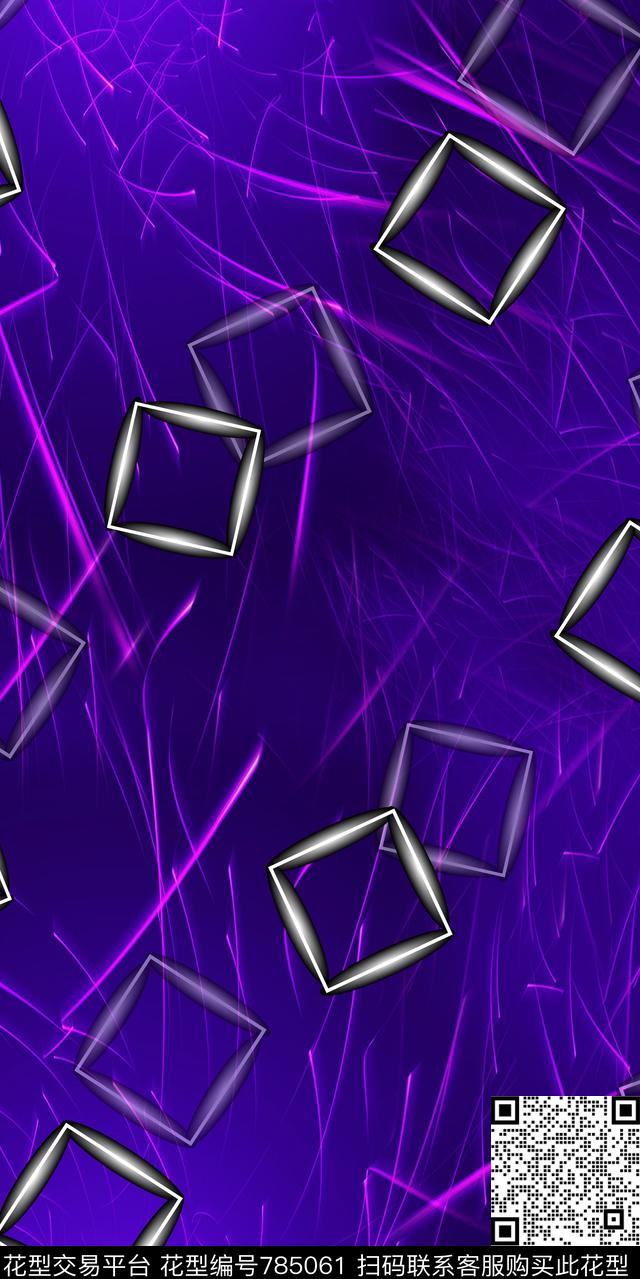 不规则几何菱形小方块数码印花华亿平台下载（图片编号: 785061） - 瓦栏（Walan）