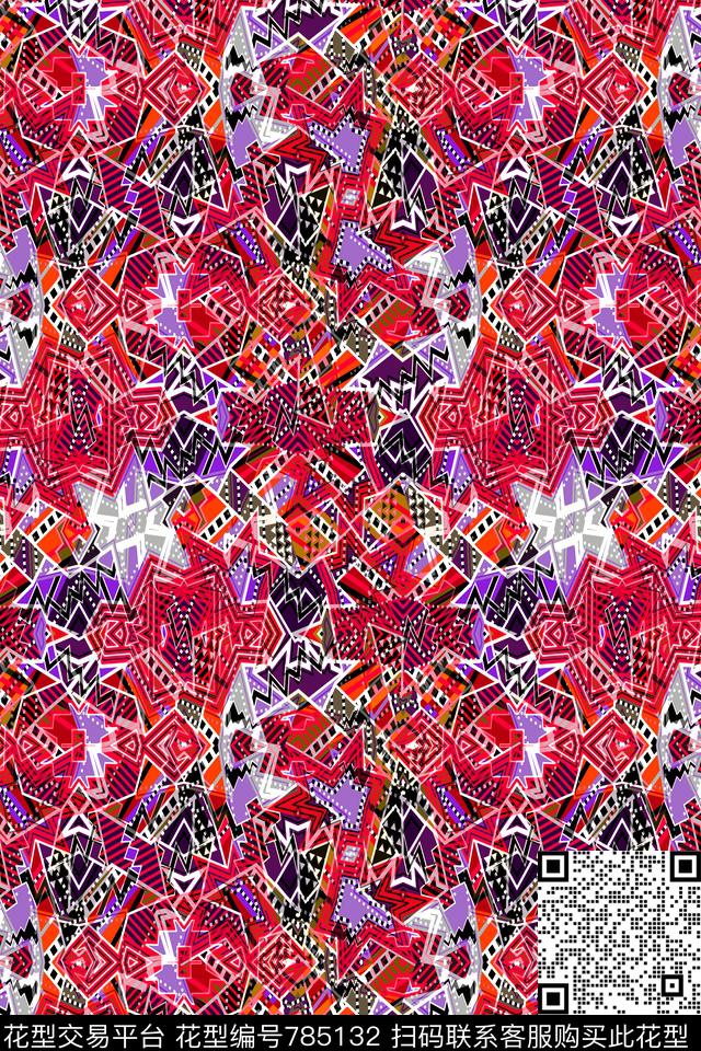 千鸟格不规则几何小方块传统印花华亿平台下载（图片编号: 785132） - 瓦栏（Walan）