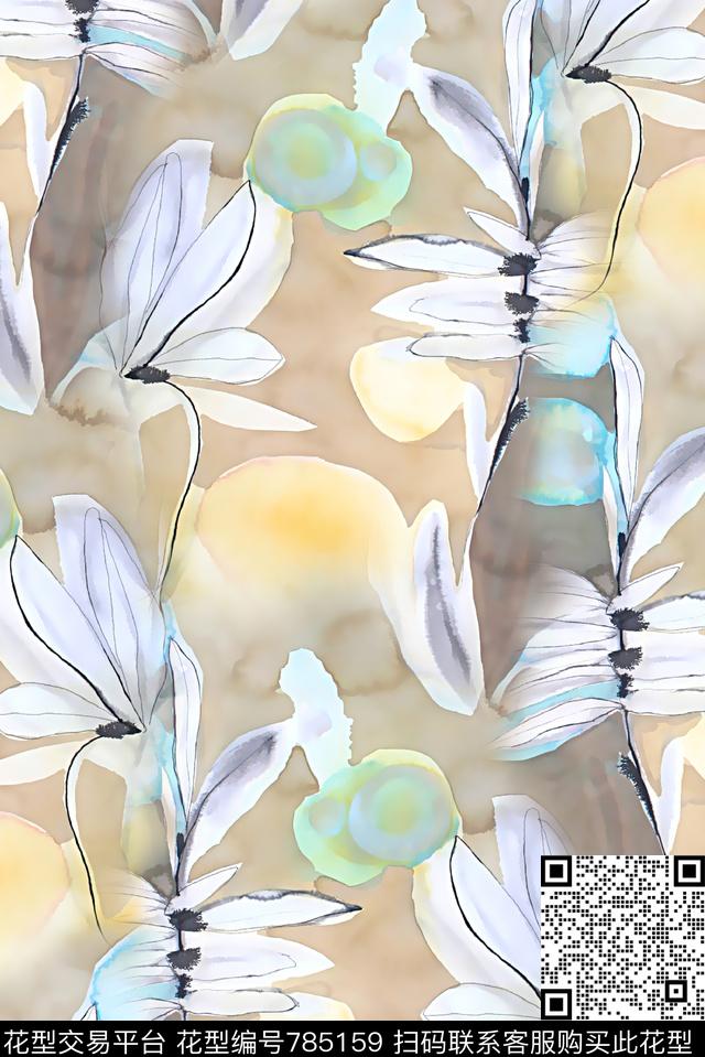 花卉水彩花卉女装华亿平台数码印花华亿平台下载（图片编号: 785159） - 瓦栏（Walan）