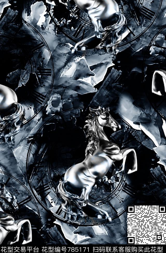 抽象纹理战马男装夹克华亿平台数码印花华亿平台下载（图片编号: 785171） - 瓦栏（Walan）