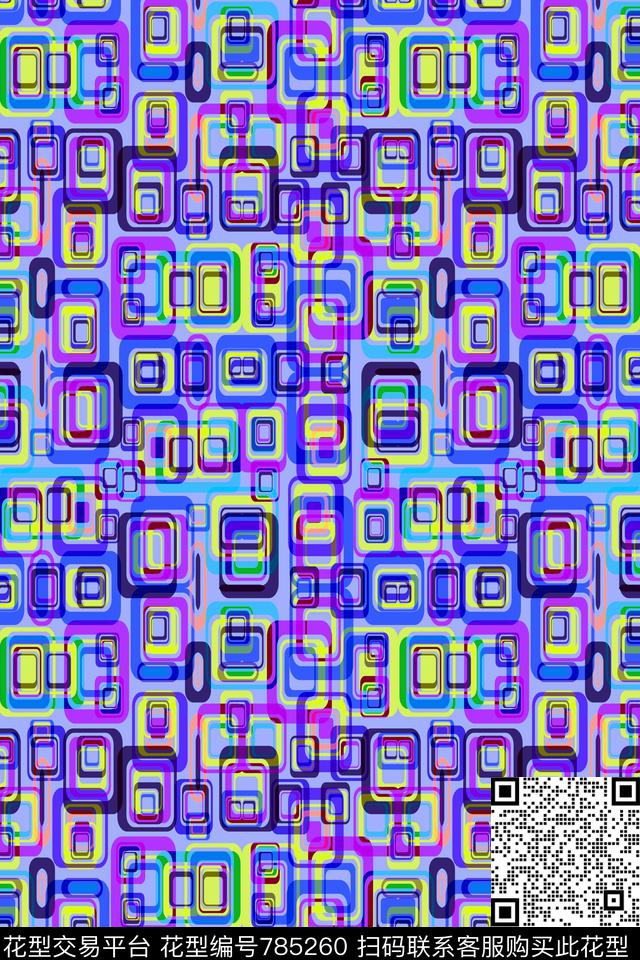 马赛克色块小方块传统印花华亿平台下载（图片编号: 785260） - 瓦栏（Walan）