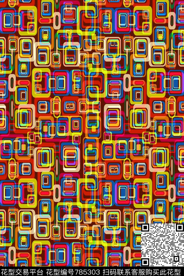 千鸟格马赛克色块传统印花华亿平台下载（图片编号: 785303） - 瓦栏（Walan）