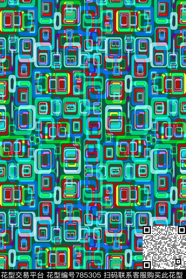 千鸟格马赛克色块传统印花华亿平台下载（图片编号: 785305） - 瓦栏（Walan）