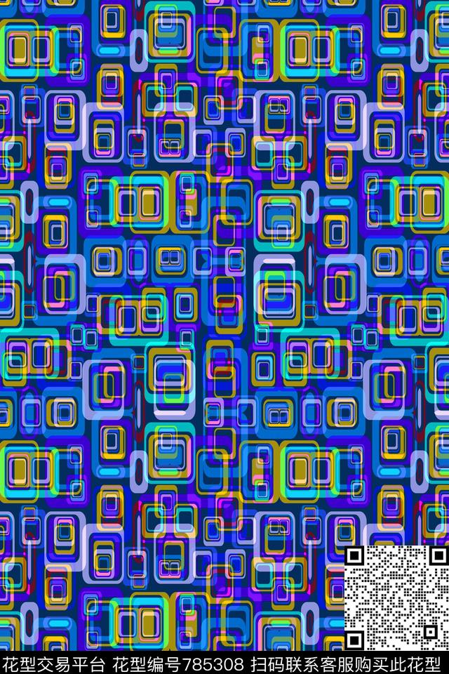 千鸟格马赛克色块传统印花华亿平台下载（图片编号: 785308） - 瓦栏（Walan）